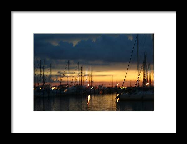 Boats Framed Print featuring the photograph Boats In The Harbor At Sunset by Anita Parker
