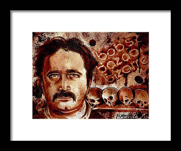 Ryan Almighty Framed Print featuring the painting BOB BERDELLA dry blood by Ryan Almighty