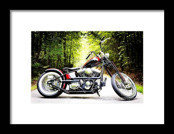Bobber Framed Print featuring the photograph Bobber Harley Davidson Custom Motorcycle by Kim Fearheiley