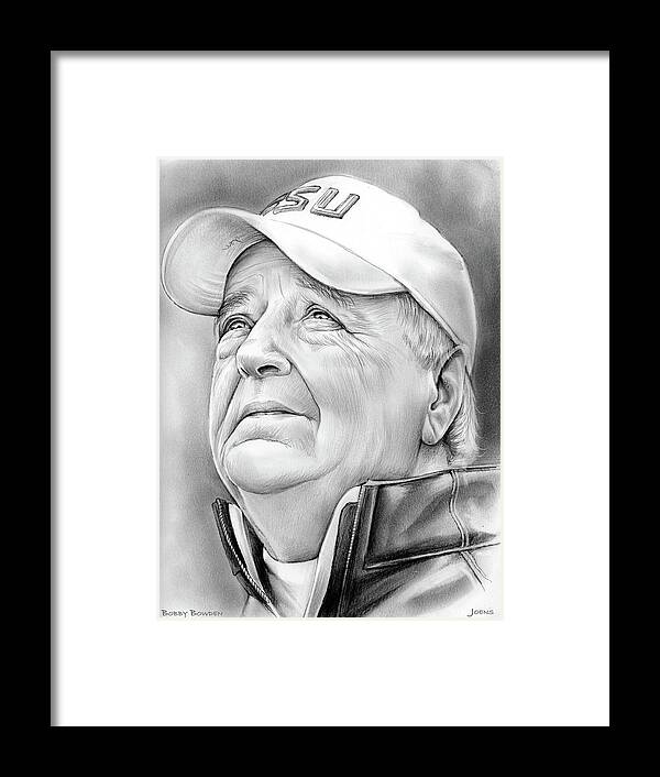 Bobby Bowden Framed Print featuring the drawing Bobby Bowden by Greg Joens