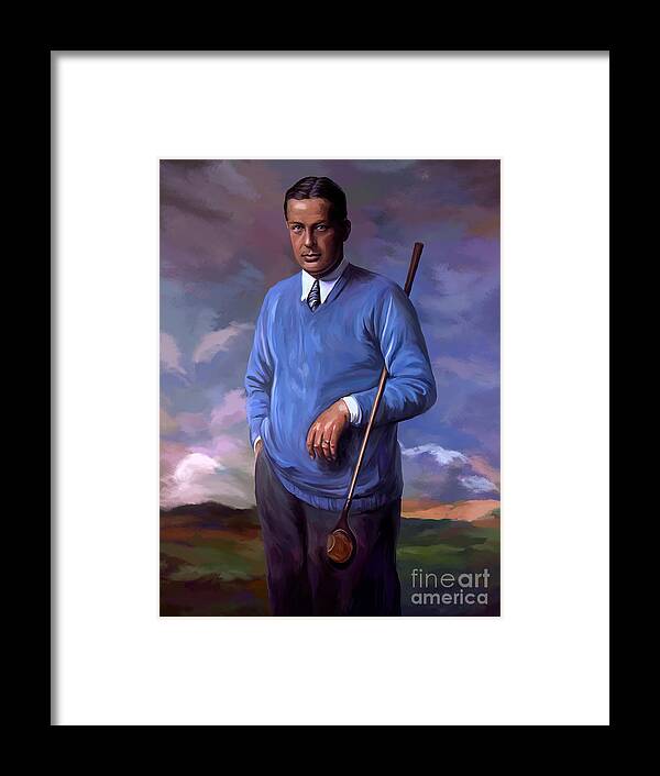 Bobby Jones Framed Print featuring the painting BobbyJones-OpenChampion1926 reproduction by Tim Gilliland