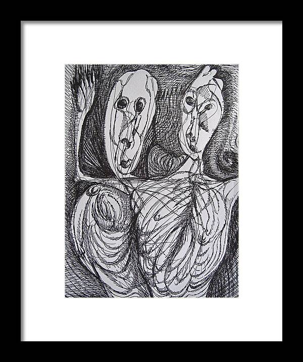 Ink Dawing Framed Print featuring the drawing Body Image by Stephen Hawks