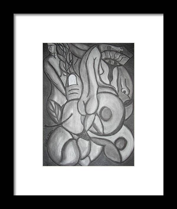 Charcoal Framed Print featuring the drawing Body Parts by Marsha Ferguson