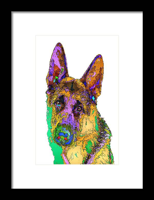 German Shepherd Framed Print featuring the digital art Bogart the Shepherd. Pet Series by Rafael Salazar