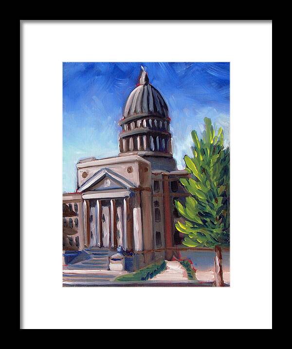 Boise Framed Print featuring the painting Boise Capitol Building 01 by Kevin Hughes