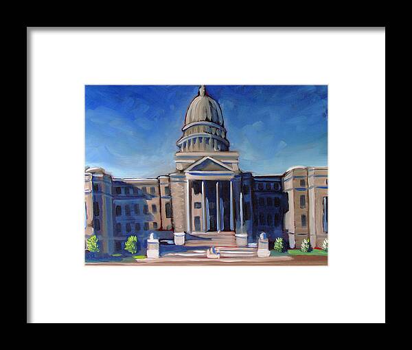 Idaho Framed Print featuring the painting Boise Capitol Building 02 by Kevin Hughes
