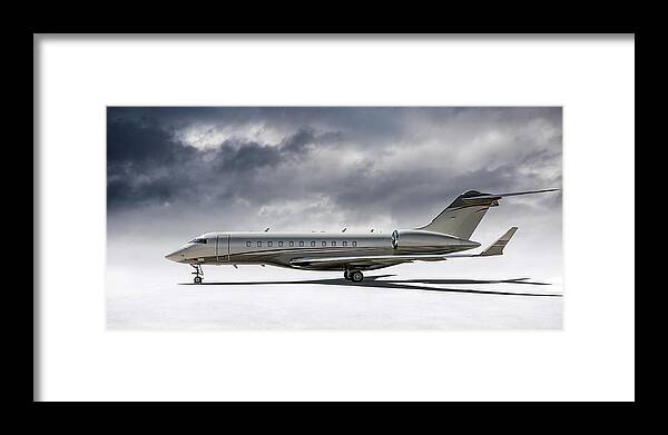 Aviation Framed Print featuring the digital art Bombardier Global 5000 by Douglas Pittman