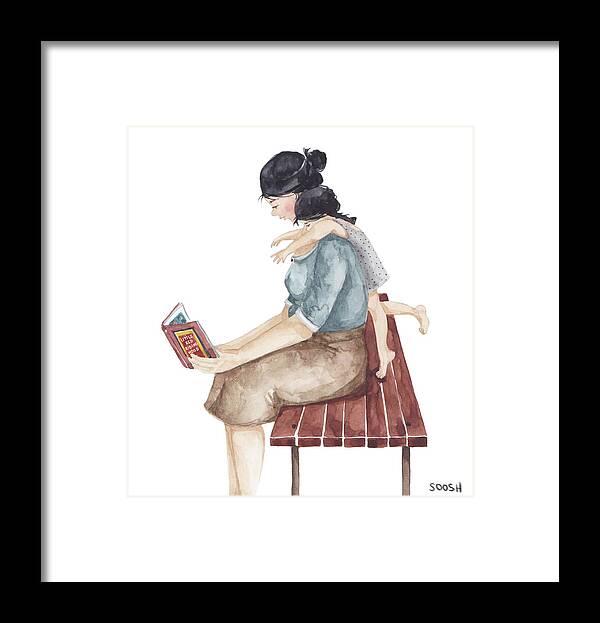 Bysoosh Framed Print featuring the drawing Bonding time v2 by Soosh