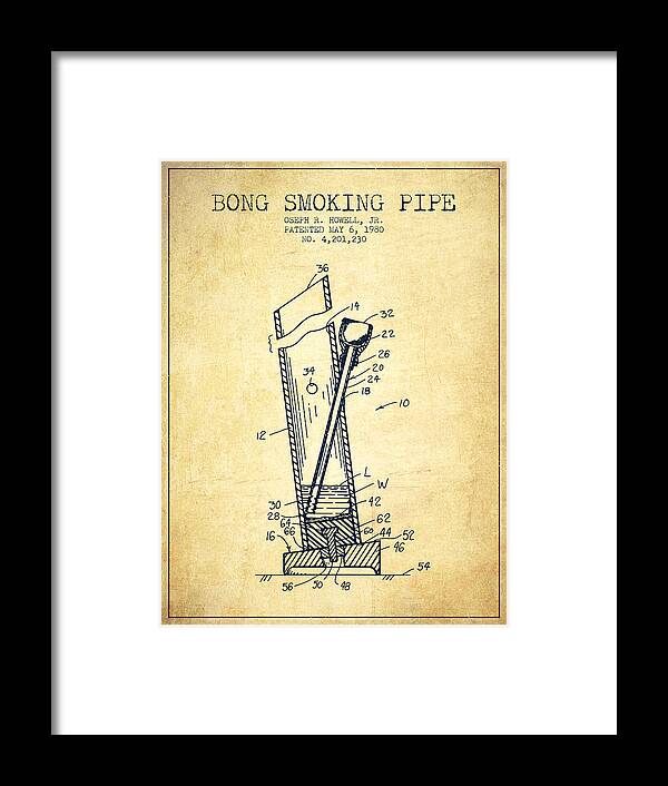 Bong Smoking Pipe Patent1980 - Vintage Framed Print by Aged Pixel - Fine  Art America