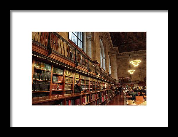 New York Public Library Framed Print featuring the photograph Book Browsing by Jessica Jenney