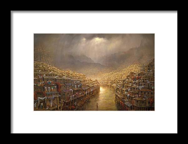 Gold Framed Print featuring the painting Boomtown by Brian McCarthy