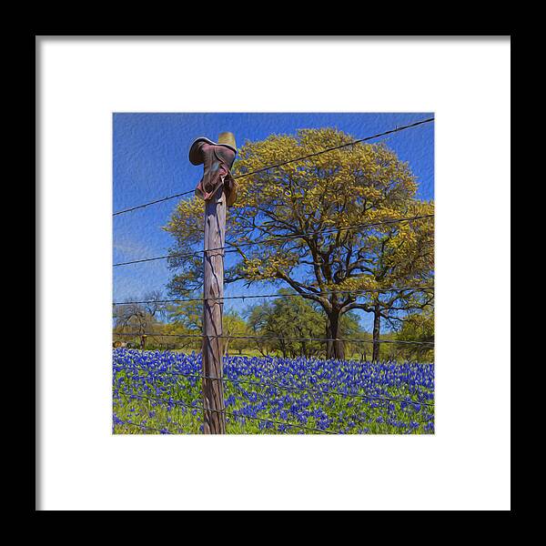 Bluebonnets Framed Print featuring the photograph Boot and Blubonnets by Stephen Stookey