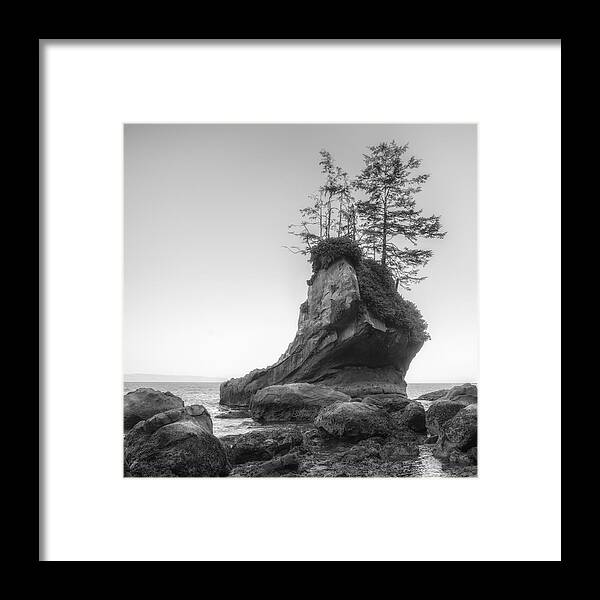 Strait Of Juan De Fuca Framed Print featuring the photograph Boot Rock by Chad Tracy