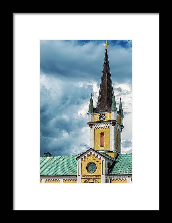 Old Framed Print featuring the photograph Borgholm Church Steeple by Antony McAulay