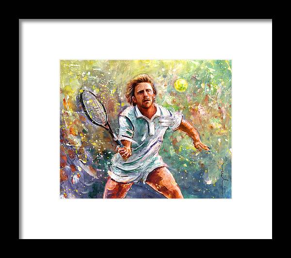 Sport Framed Print featuring the painting Boris Becker by Miki De Goodaboom
