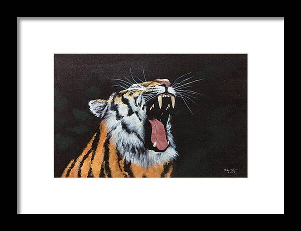 Tiger Framed Print featuring the painting Born free by Elizabeth Mundaden