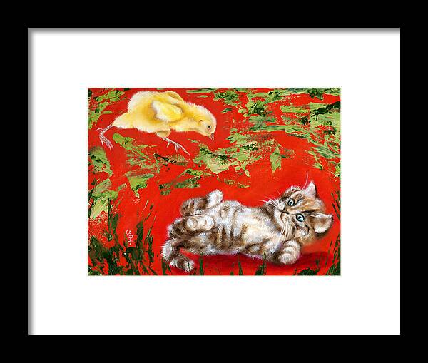 Cat Framed Print featuring the painting Born to be wild by Hiroko Sakai