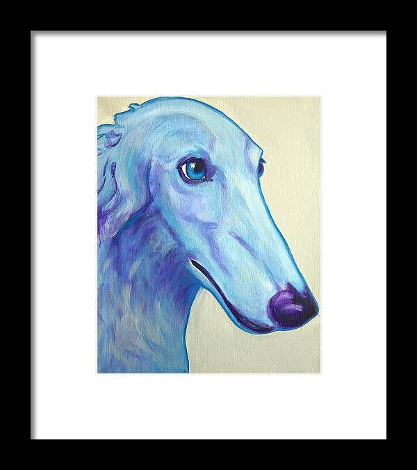 Borzoi Framed Print featuring the painting Borzoi - Baby Blue by Dawg Painter