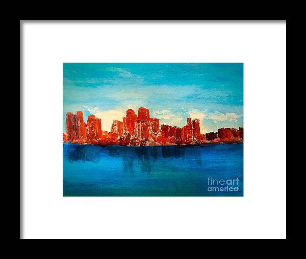 Boston Ma Framed Print featuring the painting Boston Abstract by Anne Sands