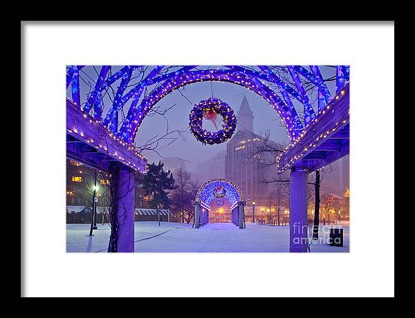 Architecture Framed Print featuring the photograph Boston Blue Christmas by Susan Cole Kelly