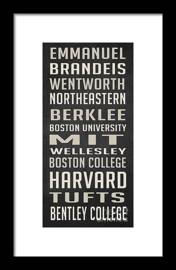 Bentley University Framed Print featuring the digital art Boston Colleges Poster by Edward Fielding
