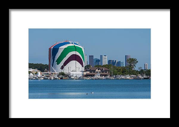 Rainbow Swash Framed Print featuring the photograph Boston Gas Tank by Brian MacLean
