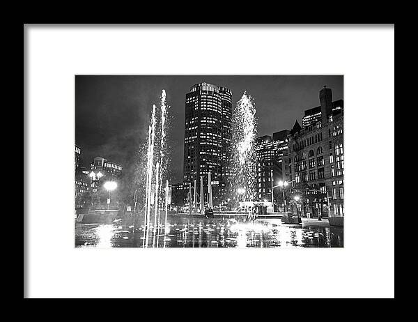 Boston Framed Print featuring the photograph Boston Greenway Fountain Boston MA Splash Black and White by Toby McGuire