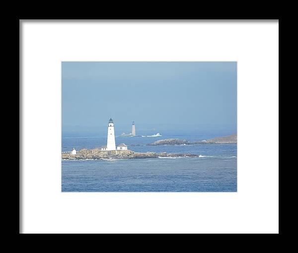 Boston Light Framed Print featuring the photograph Boston Harbor Lighthouses by Catherine Gagne