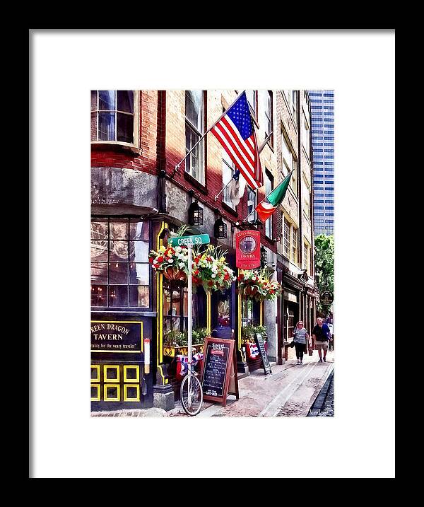 Susan Savad Framed Print featuring the photograph Boston MA - Restaurants on Creek Square by Susan Savad
