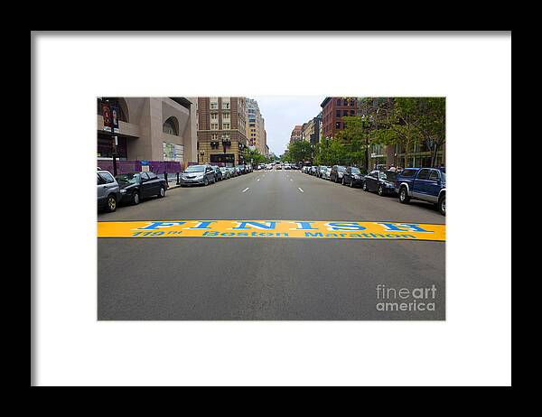 Boston Marathon Framed Print featuring the photograph Boston Marathon Finish Line by Carlos Diaz