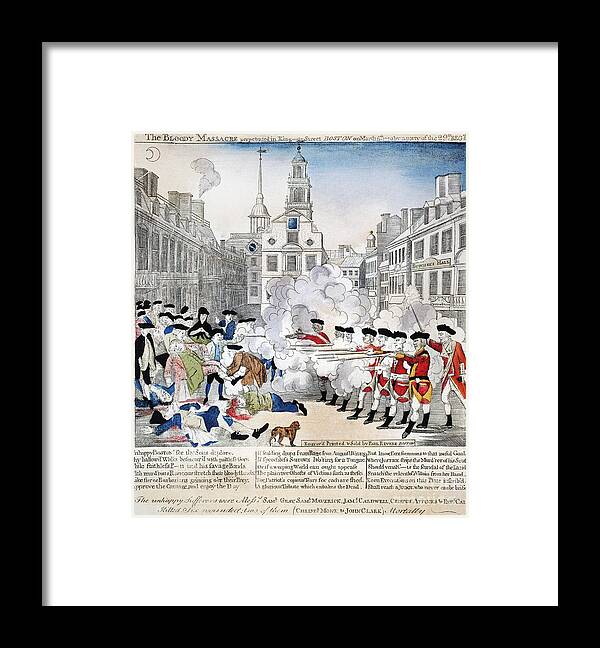 1770 Framed Print featuring the photograph Boston Massacre, 1770 by Granger