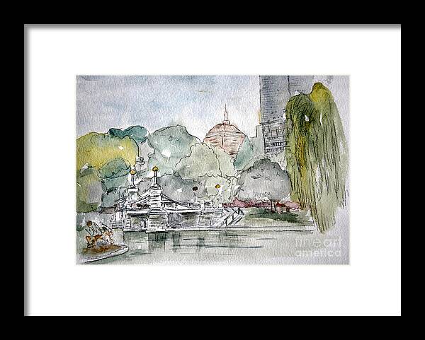 Boston Framed Print featuring the painting Boston Public Gardens Bridge by Julie Lueders 