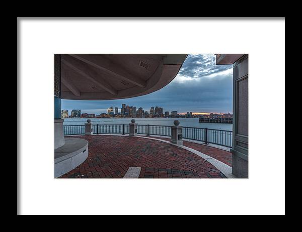 Boston Framed Print featuring the photograph Boston skyline from Piers Park East Boston MA by Bryan Xavier