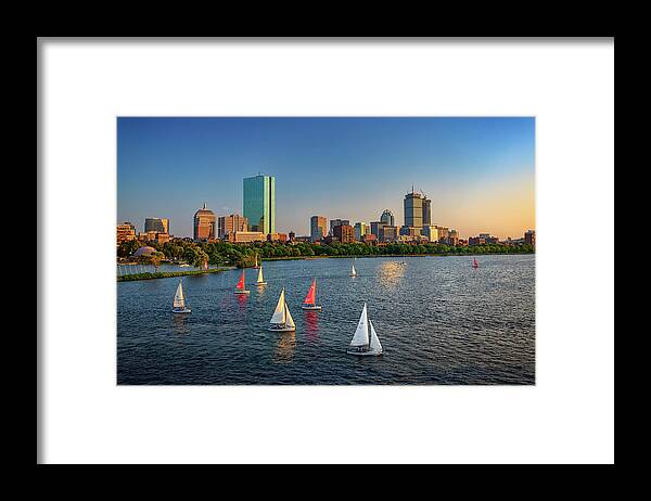 Longfellow Bridge Framed Print featuring the photograph Boston Skyline Summer 2018 by Rick Berk