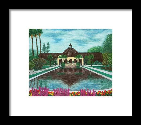 Botanical Framed Print featuring the pastel Botanical Building in Balboa Park 02 by Michael Heikkinen