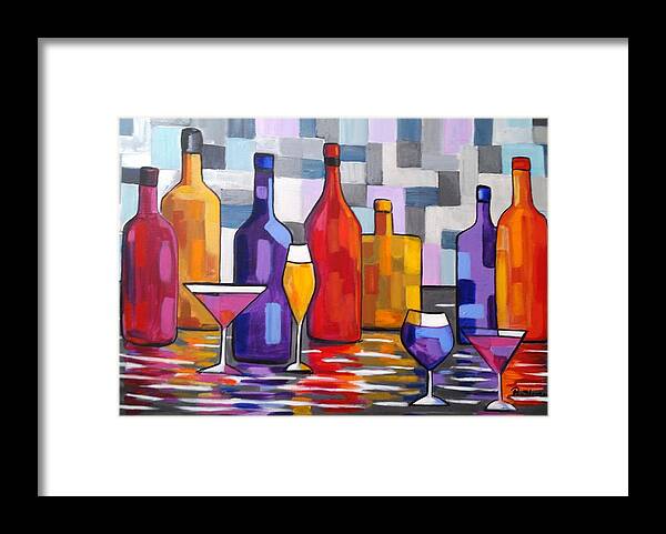 Liquor Framed Print featuring the painting Bottle of Wine by Rosie Sherman