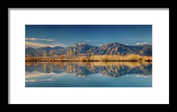 Flatirons Framed Print featuring the photograph Boulder Colorado Rocky Mountains Flatirons Reflections by James BO Insogna