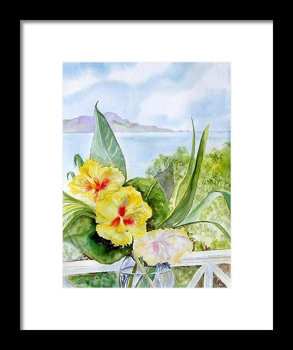 Flowers Framed Print featuring the painting Bounty on the Balcony by Diane Kirk