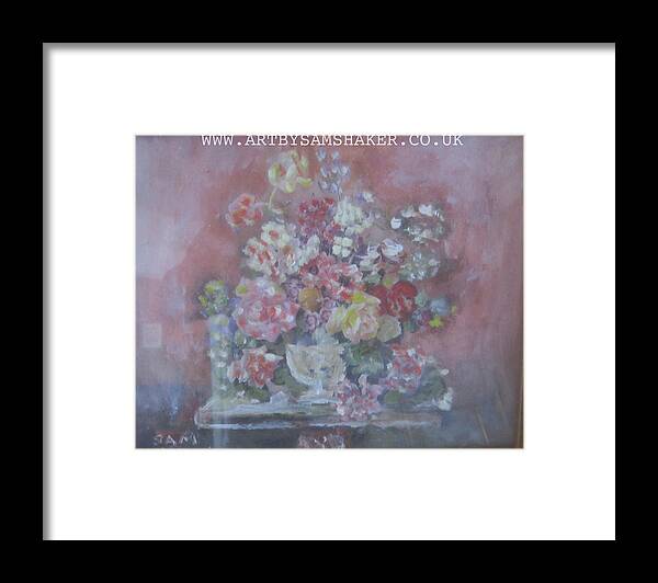 Bouquet Of Flowers Framed Print featuring the painting Bouquet of flowers by Sam Shaker