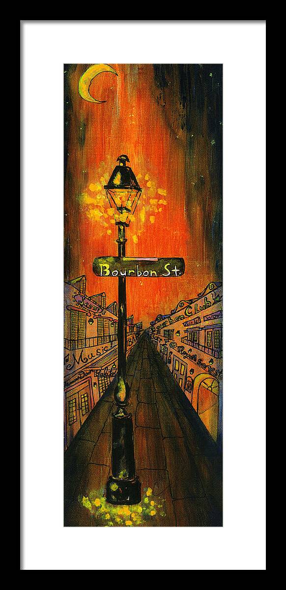 Bourbon Street Framed Print featuring the painting Bourbon Street lamp post by Catherine Wilson
