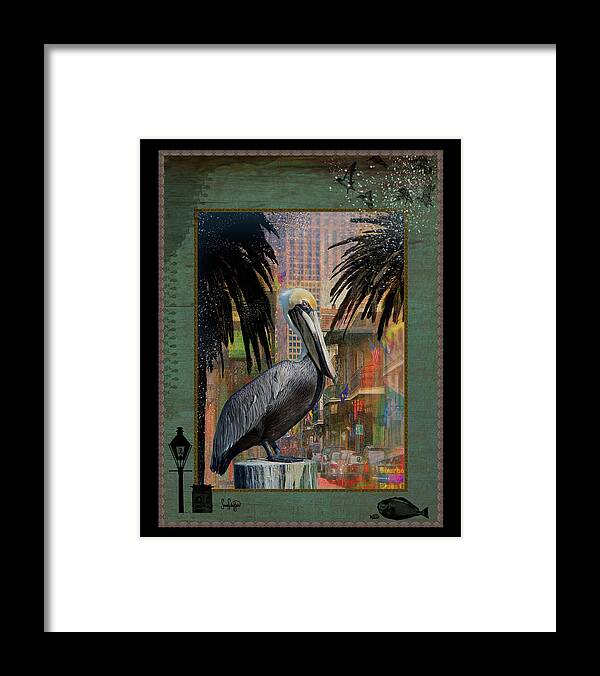 French Quarter Framed Print featuring the photograph Bourbon Street Pelican by Sandra Schiffner