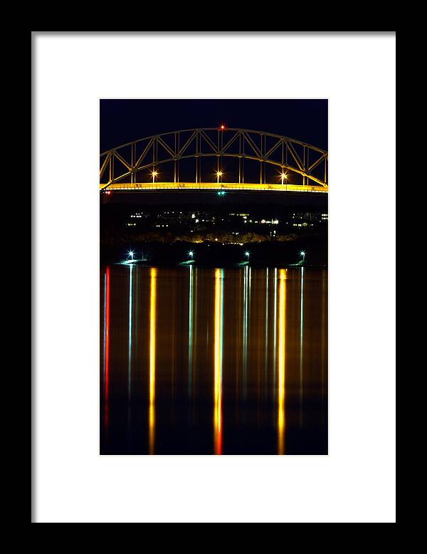Bourne Bridge Framed Print featuring the photograph Bourne Bridge at Night Cape Cod by Matt Suess
