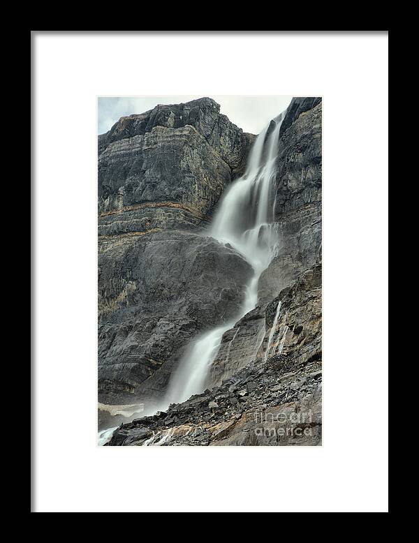 Bow Glacier Falls Framed Print featuring the photograph Bow Glacier Waterfall Portrait by Adam Jewell