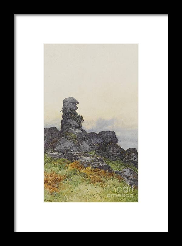 Landscape Framed Print featuring the painting Bowermans Nose, Manaton Dartmoor by Frederick John Widgery