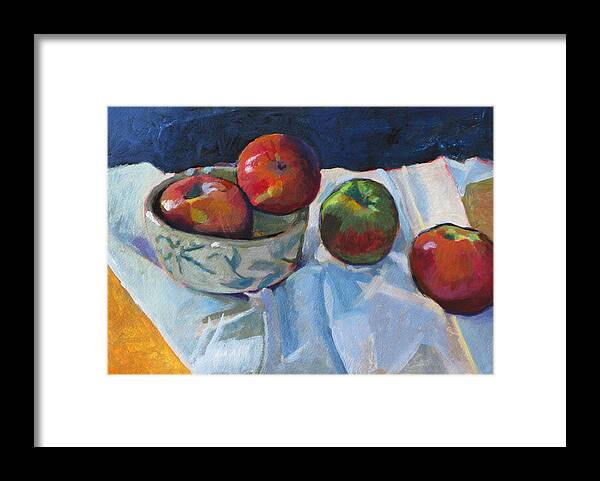 Apple Framed Print featuring the painting Bowl of Apples by Robert Bissett