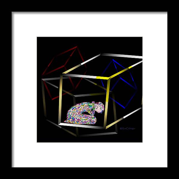 Abstract Framed Print featuring the digital art Boxed In Digital Abstract by Kae Cheatham