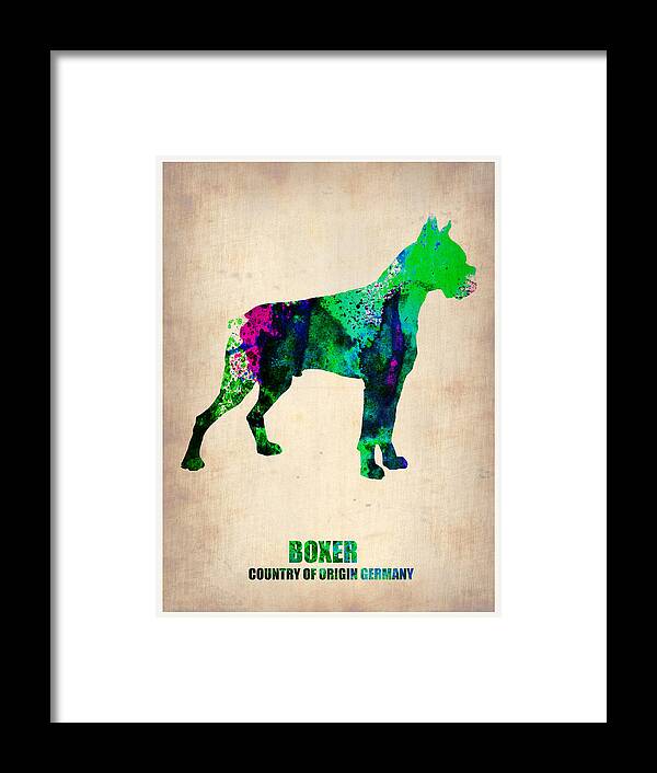 Boxer Framed Print featuring the painting Boxer Poster by Naxart Studio