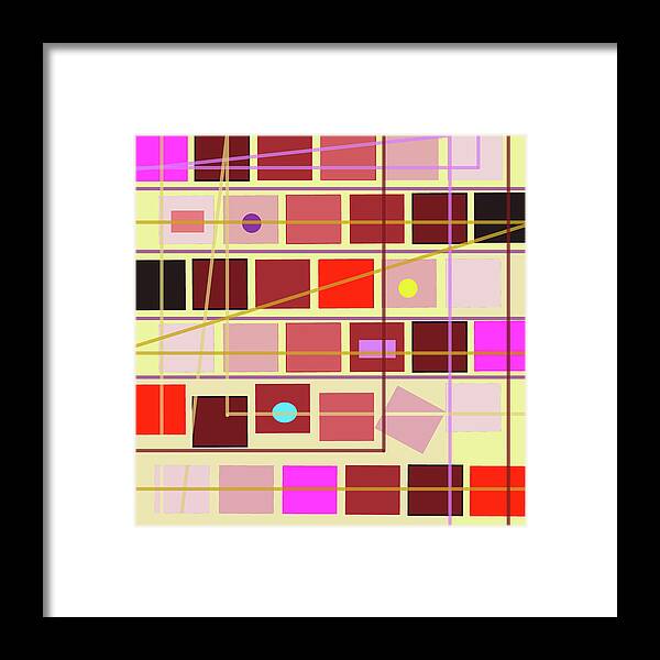 Boxes Framed Print featuring the digital art Boxes and Lines by Mary Bedy