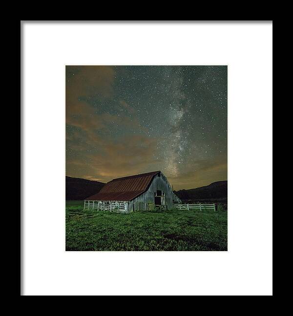 Boxley Valley Framed Print featuring the photograph Boxley Valley Barn and Milky Way by Hal Mitzenmacher