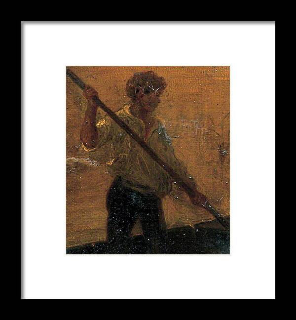 Boy Framed Print featuring the painting Boy in a Punt by Henry Scott Tuke